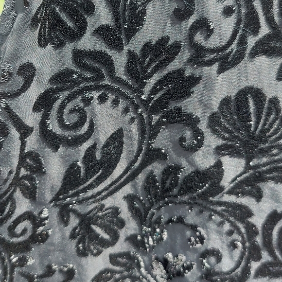 Halter Style Black Flocked Floral Tank - Picture 4 of 7